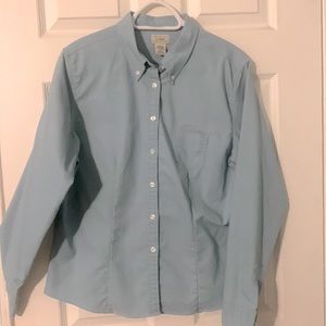 LL Bean sea foam green button down Oxford blouse